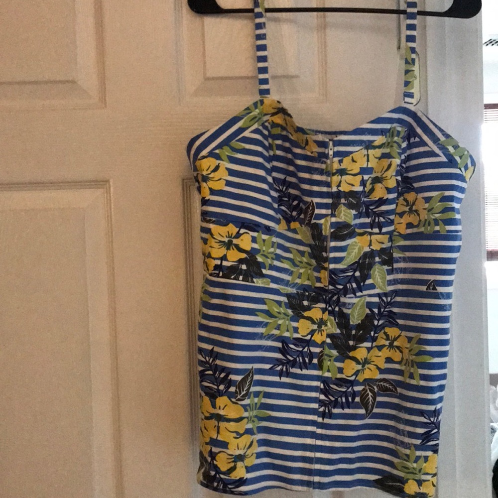 Torrid zip up tropical striped tank